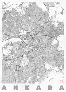 Ankara Map Line by Hubert Roguski
