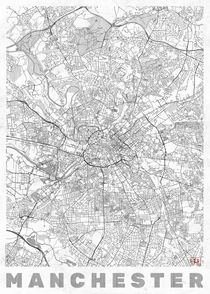 Manchester Map Line by Hubert Roguski