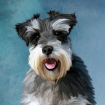 Miniature Schnauzer Dog Water Color Art Painting by Sapan Patel
