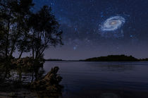 Starry night over the Dnieper River in Kiev by maxal-tamor