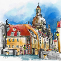 Dresden, Blick über die Münzgasse zur Frauenkirche von Hartmut Buse