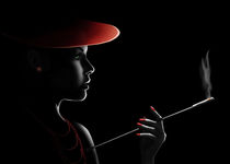 Smoking lady in the night by Monika Juengling
