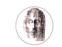 Stylised design of Face of Christ, maroon by jonathan-byrne