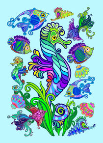 Marine Life Exotic Fishes & SeaHorses Ornamental Style by bluedarkart-lem