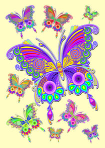 Butterfly Colorful Tattoo Style Pattern by bluedarkart-lem