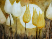 Easter moon in the tulip field  - gelbe und weiße Tulpen by Chris Berger