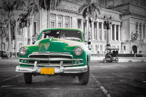 Green old car at Capitol, Havanna Cuba by Bastian Linder
