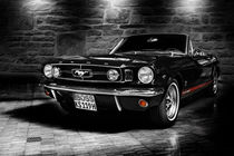 ford mustang cabriolet, black and white by hottehue