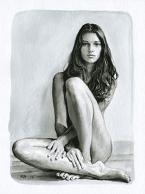 Nude study of a woman sitting by Rene Bui