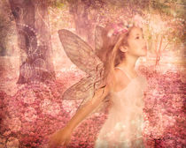 Cute And Charming Pink Blossoms Spring Fairy Fantasy Art by Sandy Richter