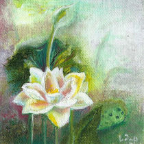 Water Lilies. Original Painting. Beautiful Wild Flower von mikart
