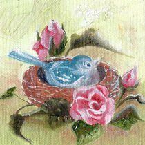 Bird In The Nest. Pink Rose by mikart