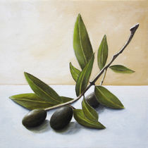 Olive branch - Original, still life painting on canvas by Georgia Korogiannou
