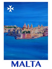 Retro Vintage Poster of Malta Valletta View of City of Knights I von M.  Bleichner