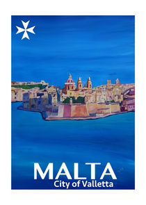 Retro Poster von Malta Valletta Ansicht von Stadt der Ritter by M.  Bleichner