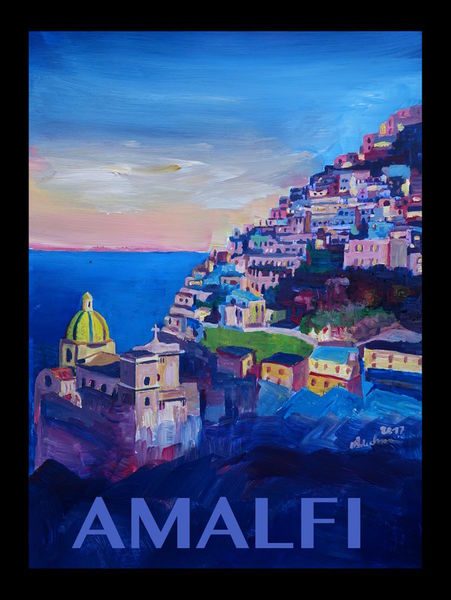 Retro-poster-amazing-amalfi-coast-at-sunset-i