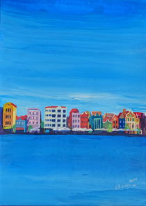 Willemstad Curacao Waterfront in Blue by M.  Bleichner