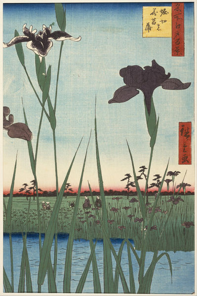 Utagawa-hiroshige-i-published-by-uoya-eikichi-horikiri-iris-garden-horikiri-no-hanashobu-from-the-series-one-hundred-famous-views-of-edo-meish-dot-dot-dot