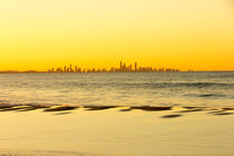 Surfer's Paradise at sunset from Coolangatta beach, Gold coast, Queensland, Australia by Kevin Hellon