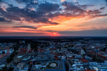Sonnenuntergang über den Dächern Leipzigs von Jens Frohberg