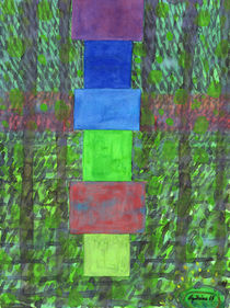 Piled Blocks within Striped Picturesque Painting   von Heidi  Capitaine