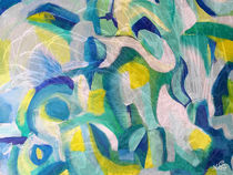 Blaugelb abstrakt by ulrike-gerspacher