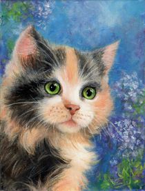 Kitty on blue by Galyna Schaefer