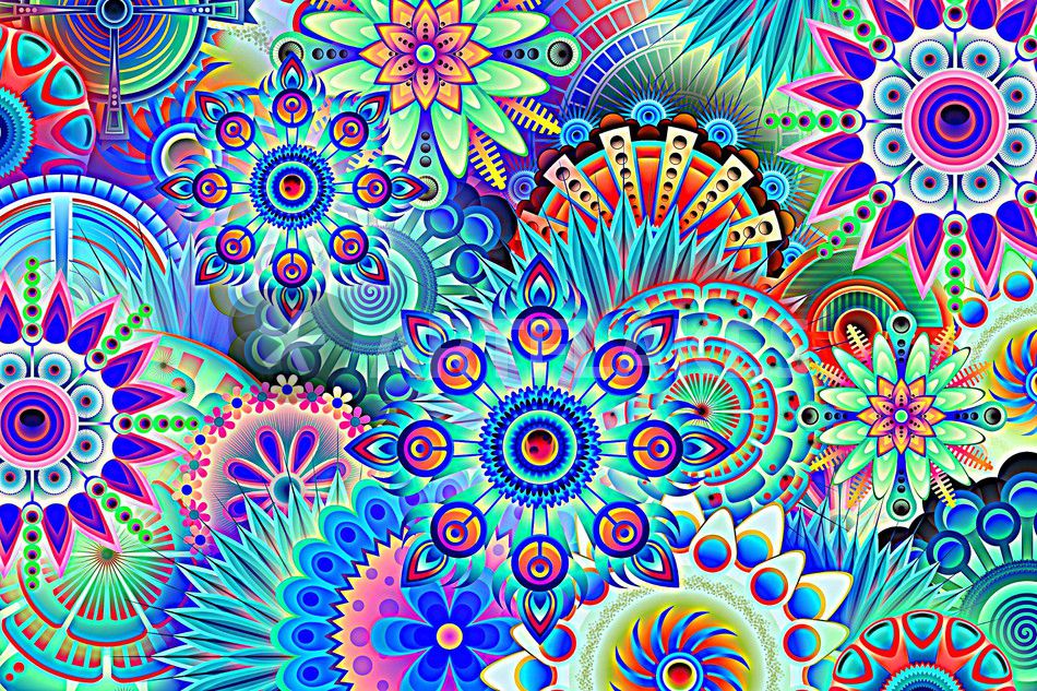 Psychedelic Flowers Digital Art Art Prints And Posters By Stephany