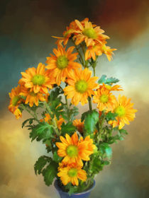 Bouquet Of Orange Chrysanthemums by Elena Oglezneva