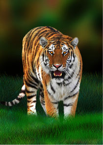 Wild Tiger on Green by bluedarkart-lem