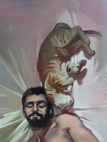 Bearded man with cat by Jakub Godziszewski