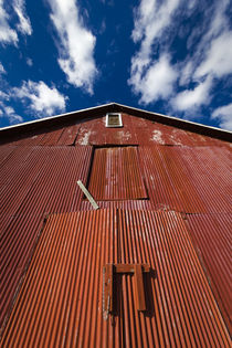 Clouds Passing by Red Barn by Maresa Pryor-Luzier