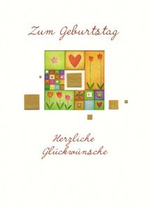 Geburtstagskarte mit Quadraten und Blumen by seehas-design