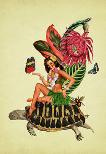 Hula Girl riding a turtle by Elisandra Sevenstar