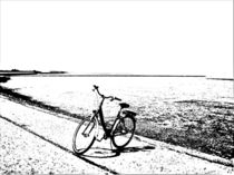 Küstenlandschaft mit Fahrrad by Detlev Kluin