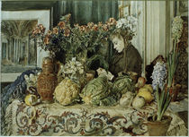 R.v.Alt, Interieur, Stillleben mit Gemüse und Blumen von klassik art