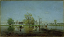E.Jettel, Holländische Landschaft (Kühe im Wasser) by klassik art