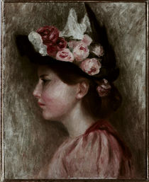 A. Renoir, Mädchen mit schwarzem Hut / Gemälde, 1895 von klassik art