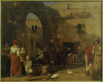 E.Meyer, Am marktplatz und Brunnen bei Tivoli by klassik art