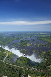 Aerial view of Victoria Falls or Mosi-oa-Tunya, and Zambezi ... by Danita Delimont