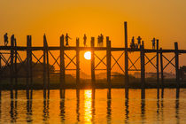 Mandalay. Amarapura. U Bein Bridge. Tourists walking on the ... by Danita Delimont
