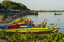 Mandalay. Amarapura. Taungthaman Lake. Colorful boats. by Danita Delimont