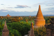 Ancient temples and pagodas at sunset, Bagan, Mandalay Region, Myanmar by Danita Delimont