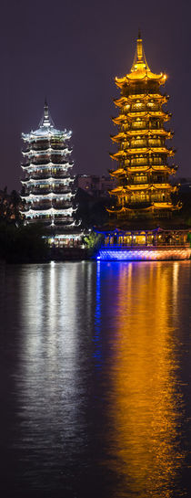 Gold and Silver Pagoda Evening Light, Guilin, China by Danita Delimont