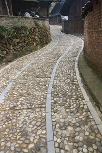 Cobbled street in the Miao village, Kaili, Guizhou, China by Danita Delimont