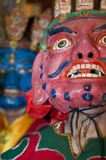 Masked dancers at Tibetan buddhist monastery nr Xinlong, Sichuan von Danita Delimont