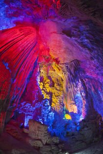Multi Colored Lights in the Reed Flute Cave by Danita Delimont