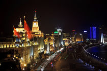 Shanghai Bund at Night With Cars by Danita Delimont