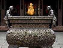 Ornate Iron Incense Pot Liu Bei Statue Wuhou Three Kingdoms ... von Danita Delimont