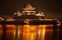 Ancient Temple Night Reflection Bridge Jinming Lake Kaifeng Chin by Danita Delimont
